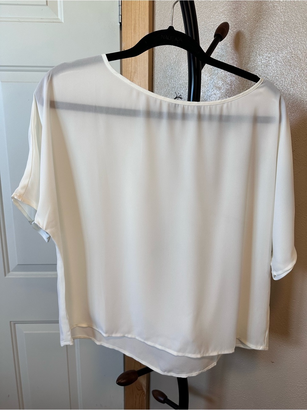 Sheer White Short-Sleeve Cropped Blouse - Lightweight Summer Top - Picture 5 of 9